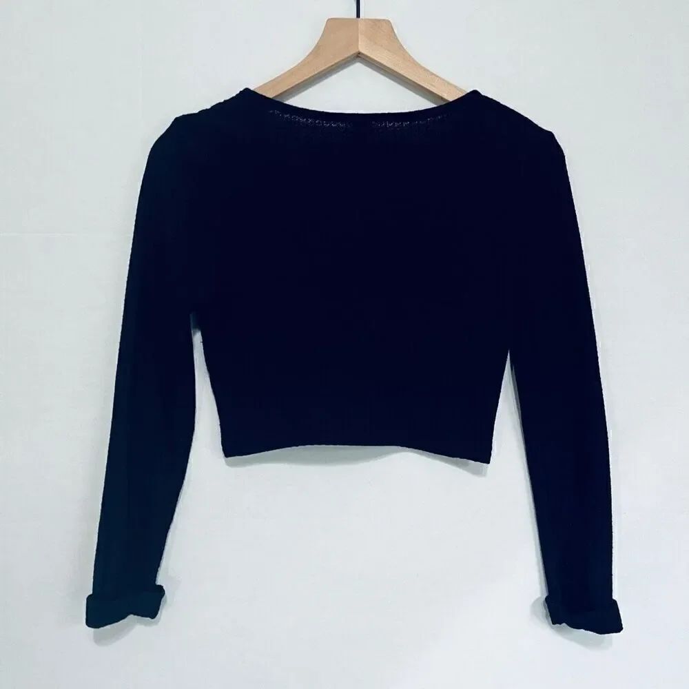 SHEIN Black Crop Top Sweater Sz M GUC